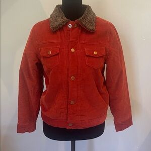 Rust Corduroy Jacket with Brown Collar fitted look